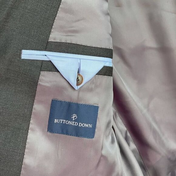 Buttoned DownTailored Fit Italian Wool Suit Jacket - Picture 11 of 13